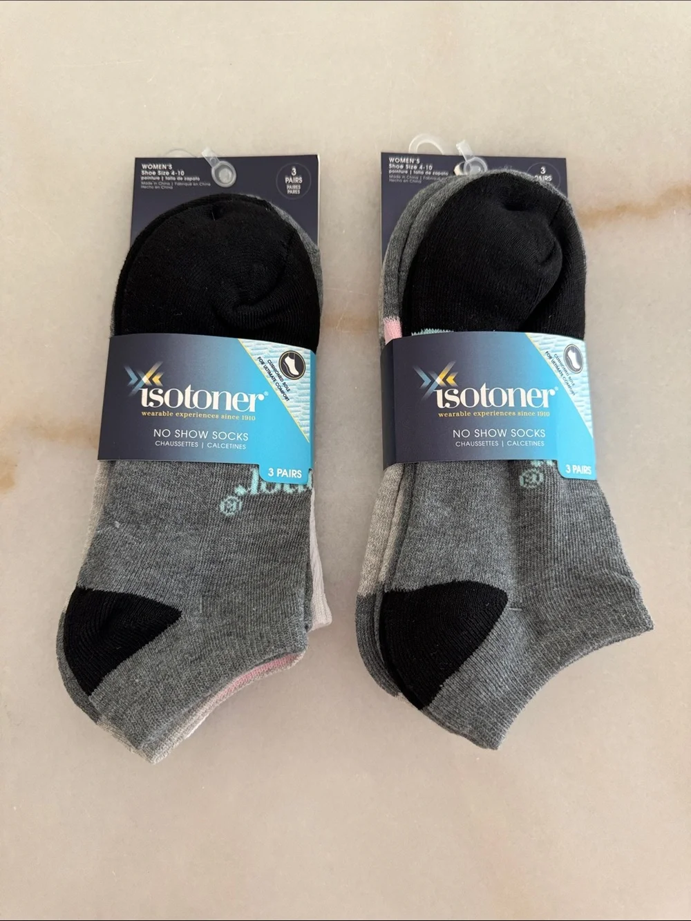 isotoner Women's No-Show Socks - Gray, Black, Pink, White | 6 Pairs BRAND NEW